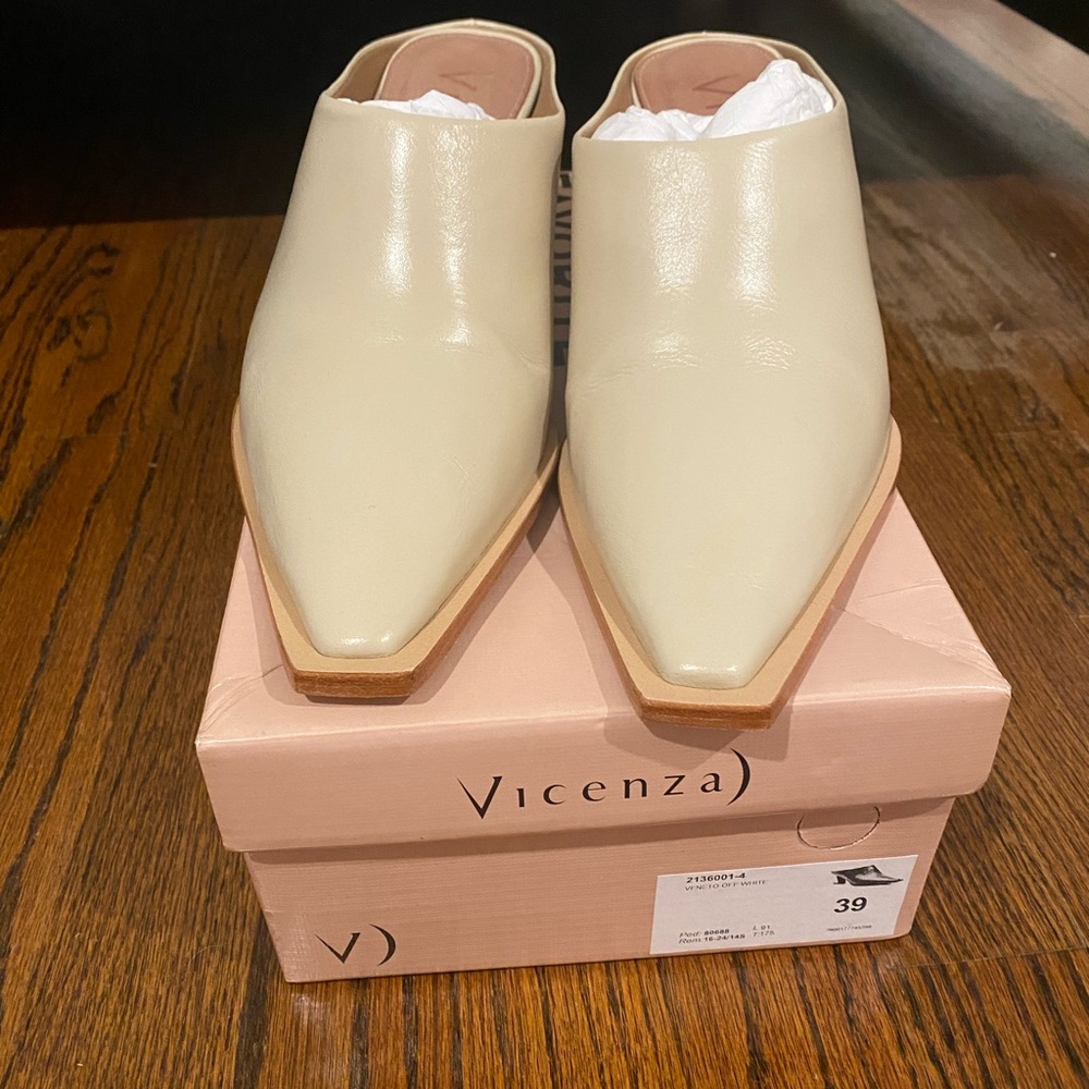 Anthropologie Cream Mules